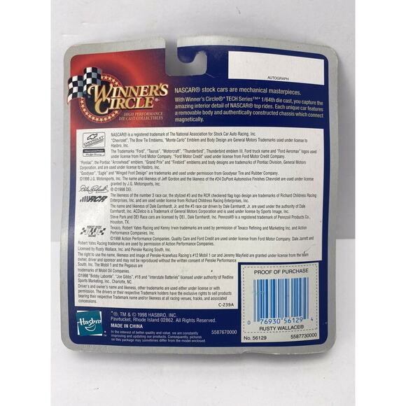 Winner’s Circle RUSTY WALLACE Tech Series 1/64 Removable Chassis Hasbro NASCAR - Picture 2 of 5